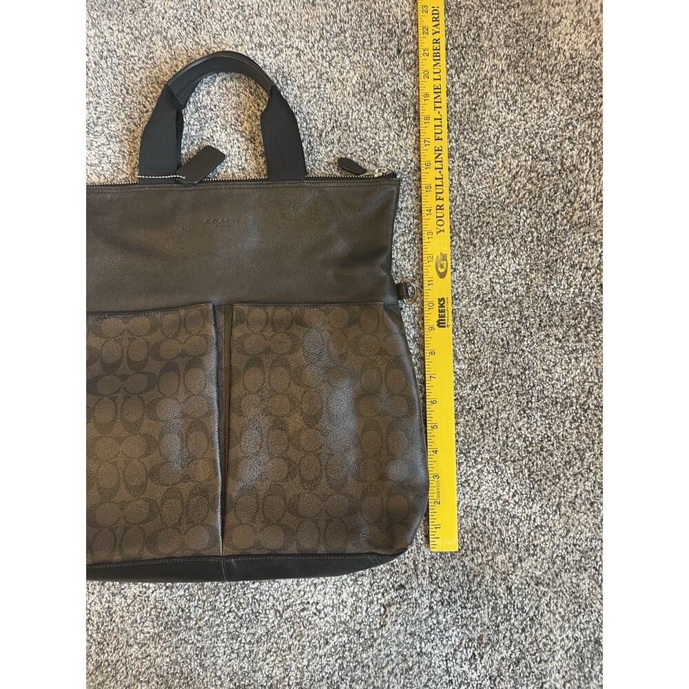 Coach Charles Fold-over City Tote Bag Large Without Strap Brown Logo Leather - Picture 6 of 10